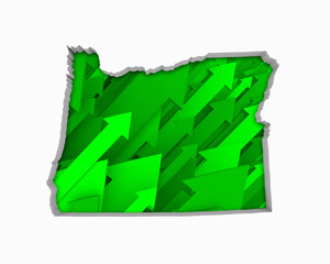 Oregon OR Arrows Map Growth Increase On Rise 3d Illustration