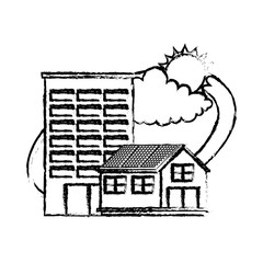 ecology energy alternative house building sun cloud vector illustration sketch