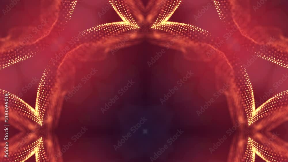 Poster 3d loop animation for science fiction background of glowing particles with depth of field and bokeh.