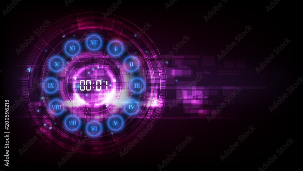 Poster abstract futuristic technology background with digital number timer concept and countdown, vector tr