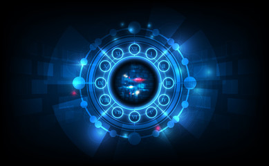 Abstract Futuristic Technology Background with Clock concept and Time Machine