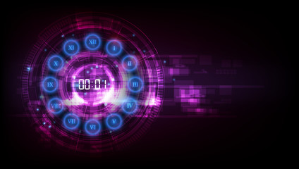 Abstract Futuristic Technology Background with Digital number timer concept and countdown, vector transparent
