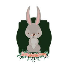 cute rabbit with wreath easter celebration