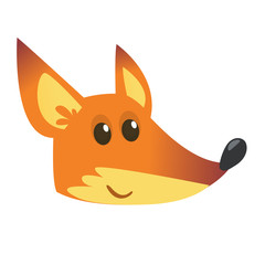 Cartoon fox icon. Vector illustration of a fox head. Great for sticker or emblem. Isolated on white