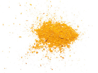 curry powder spice close up macro photo isolated on white background