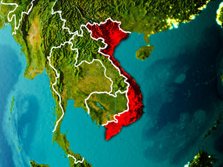 Map of Vietnam on Earth