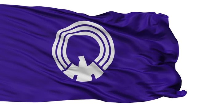 Mitaka flag, Tokyo prefecture, realistic animation isolated on white seamless loop - 10 seconds long (alpha channel is included)