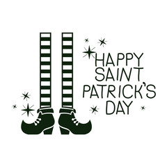 saint patrick card with leprechaun foots
