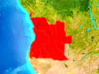 Angola in red on Earth