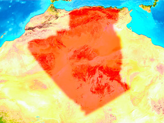 Algeria in red on Earth
