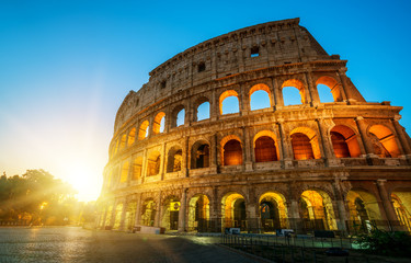 Obraz na płótnie Canvas Colosseum in Rome, Italy at Sunrise