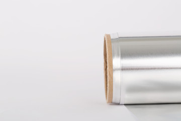 Close up of an aluminum foil on white background