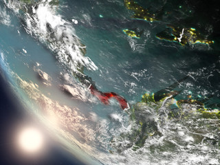 Sunset above Panama from space