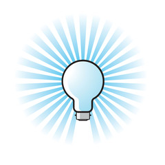 electric  bulb with blue color glow or bright vector drawing