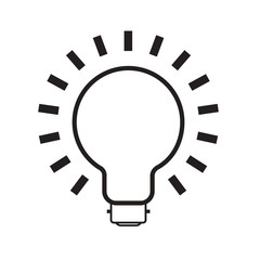 bulb with glow in black vector drawing
