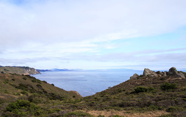 Fototapeta na wymiar Viewpoint over the Pacific Ocean in west Marin, California