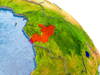Congo in red model of Earth