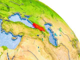 Georgia in red model of Earth