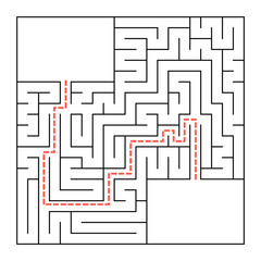 A square labyrinth. Simple flat vector illustration isolated on white background. With a place for your image