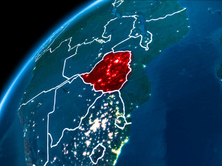 Map of Zimbabwe at night