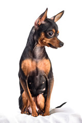 portrait of a toy terrier isolated on a white background