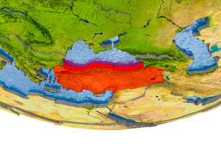 Turkey in red on Earth model