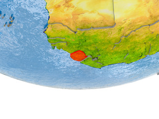 Sierra Leone in red on Earth model