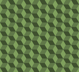 Fototapeta premium green cube. vector seamless pattern with rhombus. abstract geometric background. visual illusion