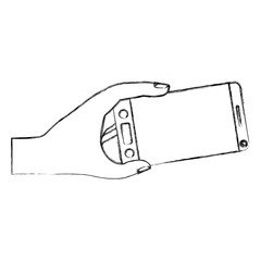 hand with smartphone device