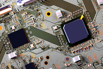Electronic circuit board close up. 