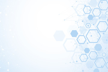 Hexagonal geometric background. Hexagons genetic and social network. Future geometric template. Business presentation for your design and text. Minimal graphic concept. Vector illustration.