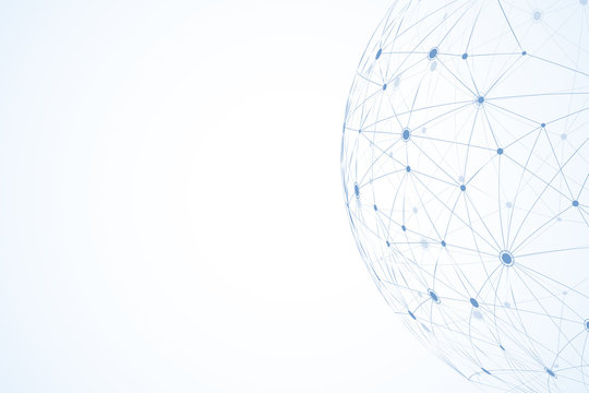 Global network connections with points and lines. Internet connection background. Abstract connection structure. Polygonal space background. Vector illustration
