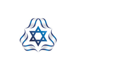 Israel flag ribbon isolated symbol emblem white banner