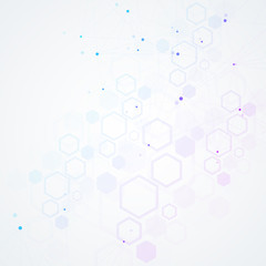 Abstract polygonal background with connected lines and dots. Minimalistic geometric pattern. Molecule structure and communication. Graphic plexus background. Science, medicine, technology concept.