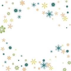 Feminine Floral Pattern with Simple Small Flowers for Greeting Card or Poster. Naive Daisy Flowers in Primitive Style. Vector Background for Spring or Summer Design.