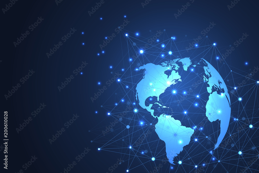 Aufkleber global network connections with points and lines. internet connection background. abstract connectio