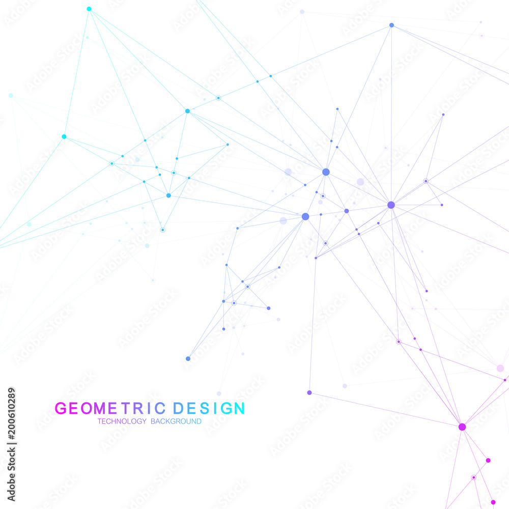 Aufkleber Abstract polygonal background with connected lines and dots. Minimalistic geometric pattern. Molecule structure and communication. Graphic plexus background. Science, medicine, technology concept.