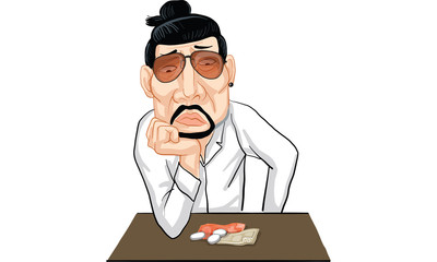 sticker line, Man action cartoon vector