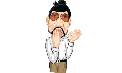 sticker line, Man action cartoon vector