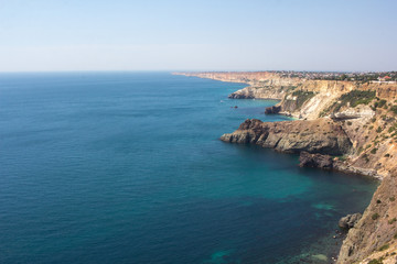 Fototapeta na wymiar Magnificent view of the Crimean coast on a clear summer day.