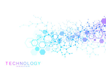 Abstract polygonal background with connected lines and dots. Minimalistic geometric pattern. Molecule structure and communication. Graphic plexus background. Science, medicine, technology concept.