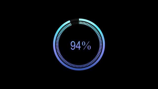  loading futuristic circle ring orb bar animation on black screen. Loading download 0-100% animation with optional luma matte. Alpha Luma Matte included. 4k video