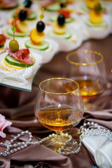 Crystal glasses for holiday, a lot of glasses for guests