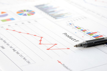 ビジネスチャートとボールペン