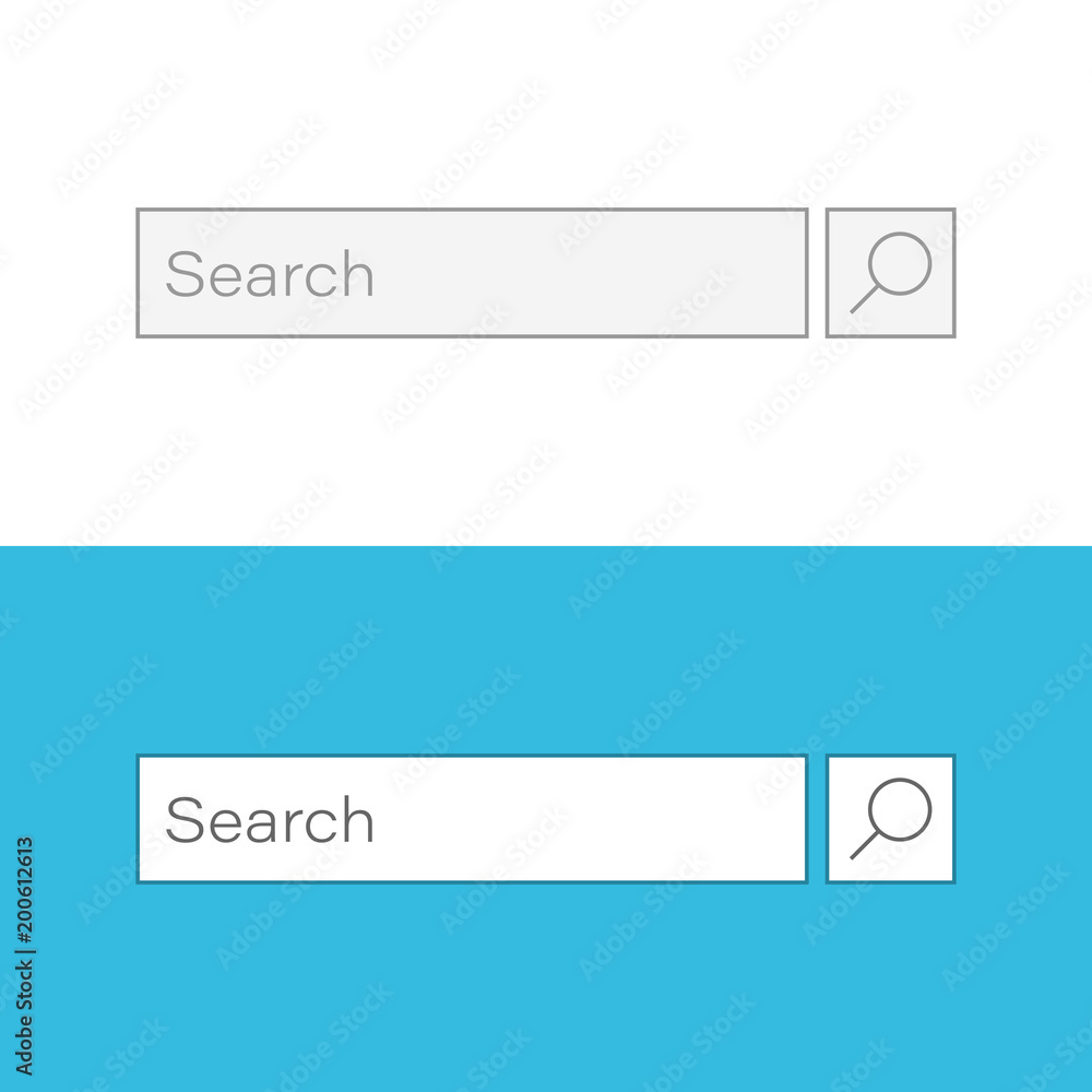 Poster search bar vector ui element icon in flat style. search website form illustration field. find search