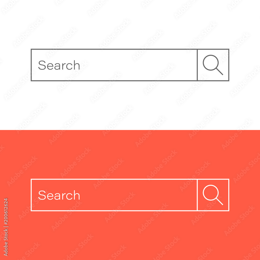 Poster search bar vector ui element icon in flat style. search website form illustration field. find search