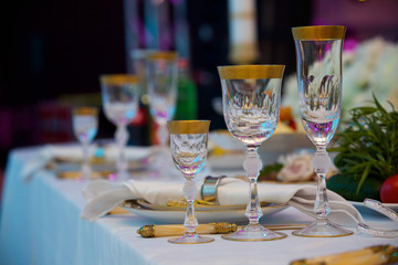 Crystal glasses for newlyweds wedding