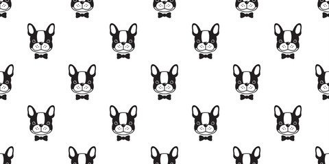 Dog seamless pattern vector french bulldog pug head puppy isolated background wallpaper white