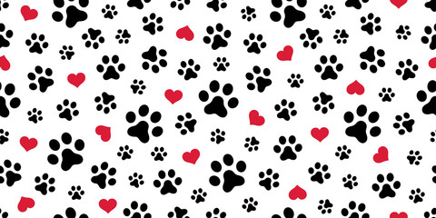 Dog Paw Seamless pattern vector heart isolated scarf valentine wallpaper background © CNuisin