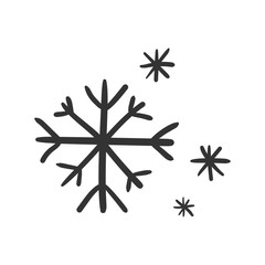Hand drawn snowflake vector icon. Snow flake sketch doodle illustration. Handdrawn winter christmas concept.